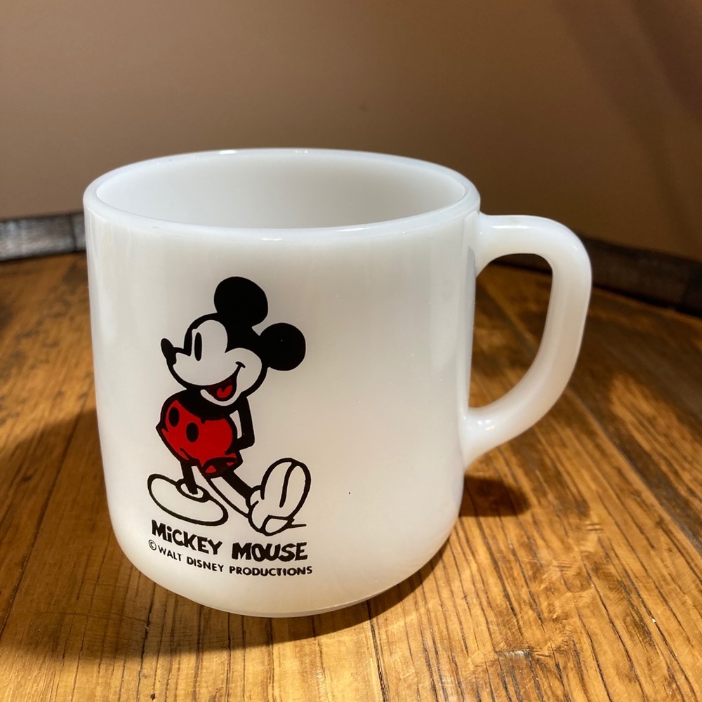 Vintage Disney Mickey Mouse milk glass mug